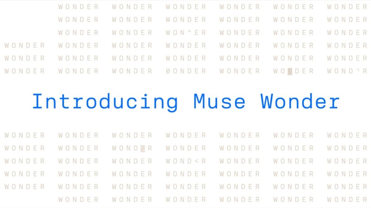 Meta's announcement graphic reading Introducing Muse Wonder, surrounded by rows of the word WONDER.